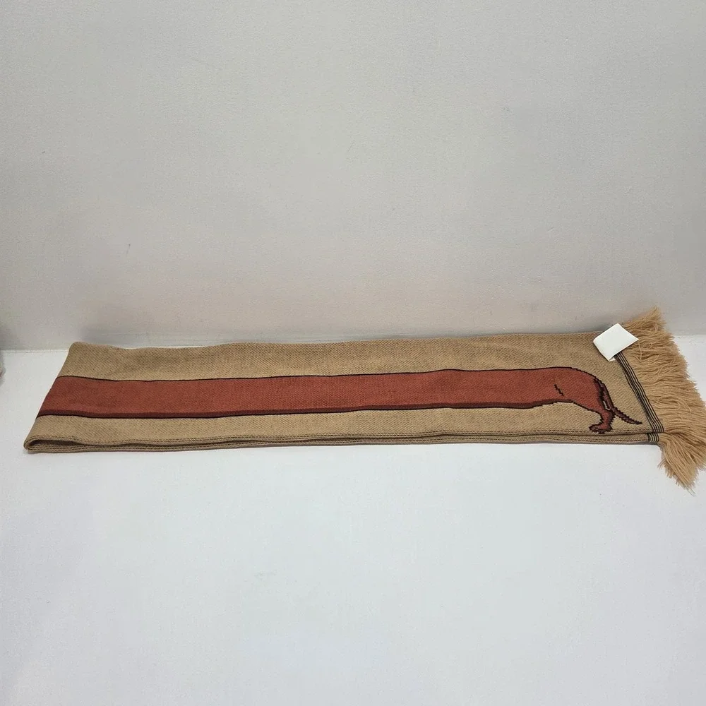 Adorable Daschund Weiner Dog Long Knit Winter SCARF with edge Fringe